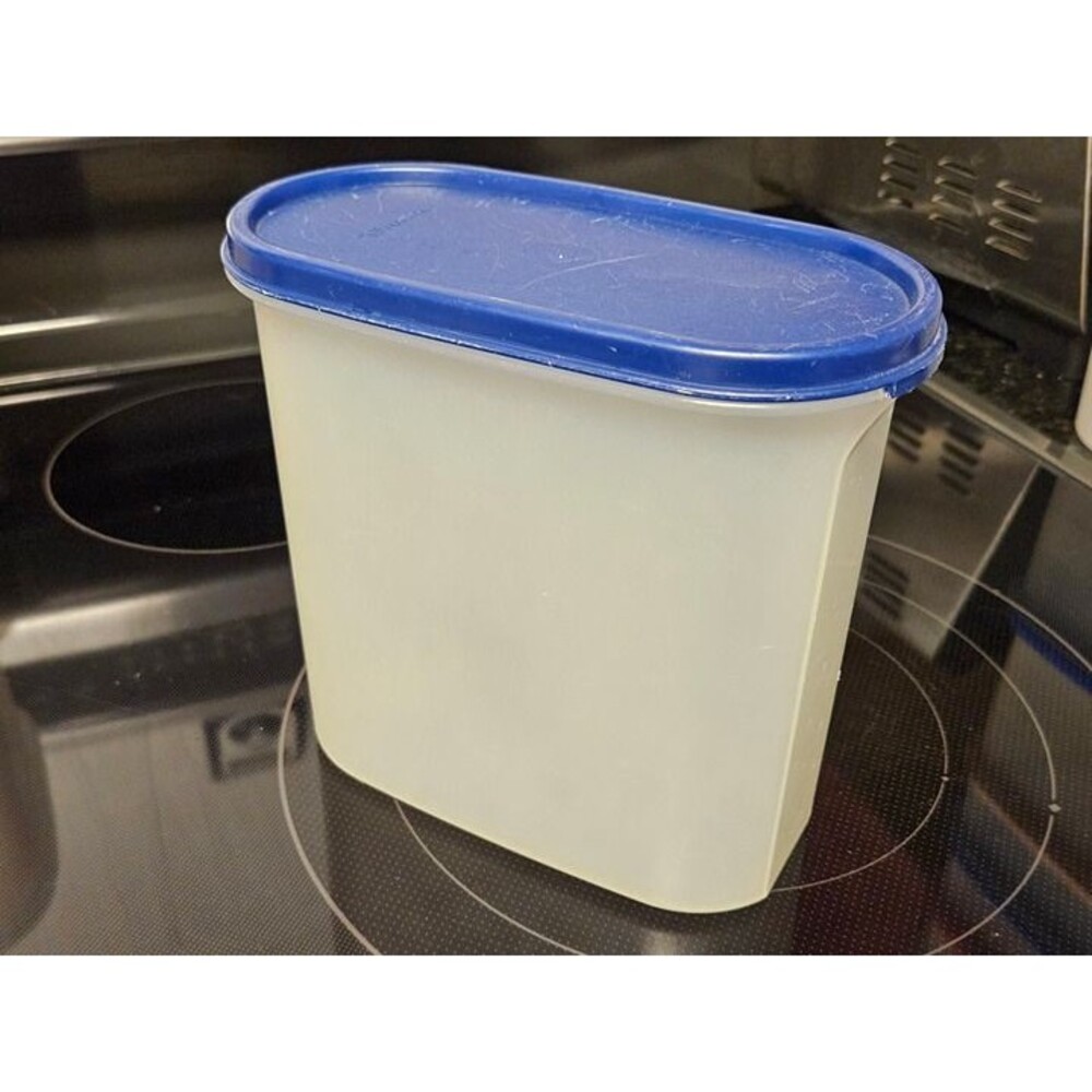 Vintage Tupperware Oval Modular Mates 7" 1613-3 W Dark Blue Lid